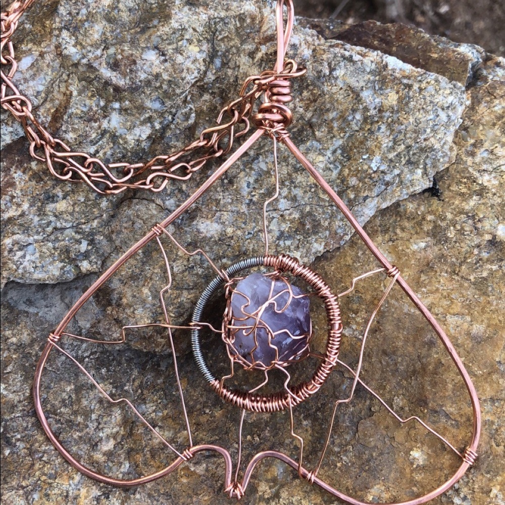 Amethyst Planchette Pendant w/ 24” Copper Chain